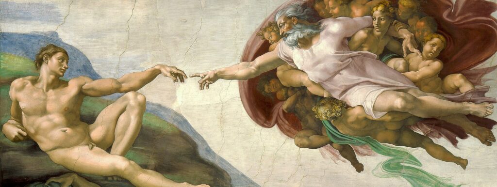 Michelangelo_-_Creation_of_Adam_(cropped) Création - Nature et Culture